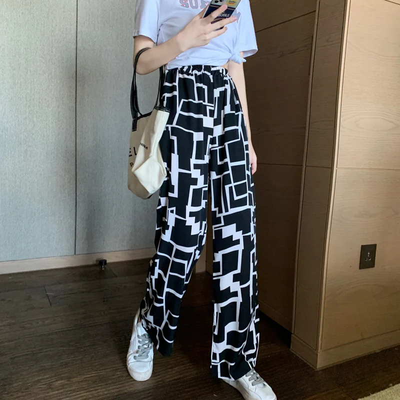 

2022 Fashion Sexy Women Loose High Waist Straight Leg Pants Ladies Summer New Style Plus Size Casual Wide Leg Trousers Korean