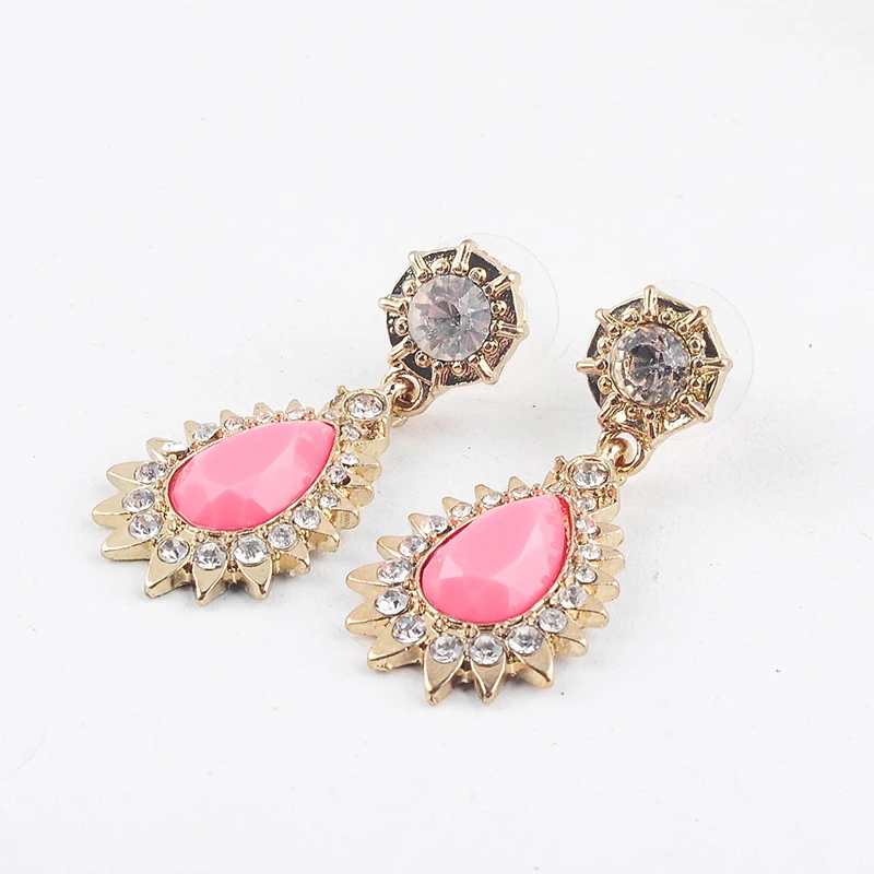 Розовые серьги принцессы из смолы капли с кристаллами Роскошные Модные женские