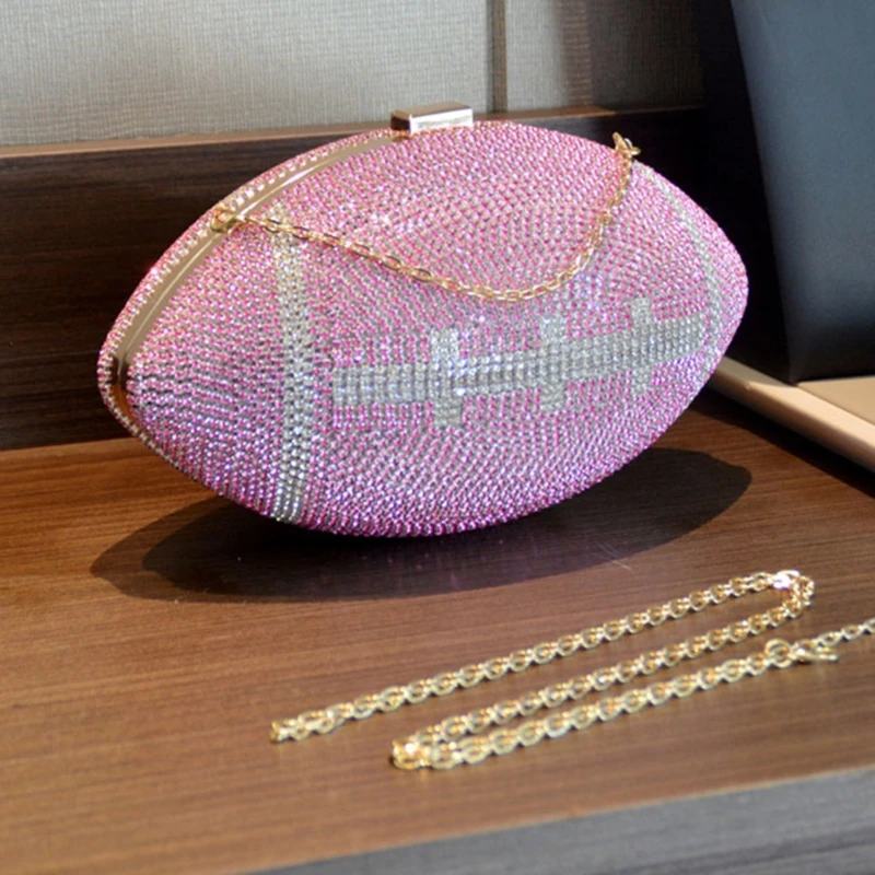 

Rugby Ellipse Ball Clutch Purses for Women Evening Rhinestone Handbags Ladies Party Dinner Bag Birthday Wedding Prom