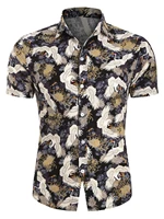 8 colors mens hawaiian beach shirt floral fruit print shirts tops casual short sleeve summer holiday vacation fashion plus size