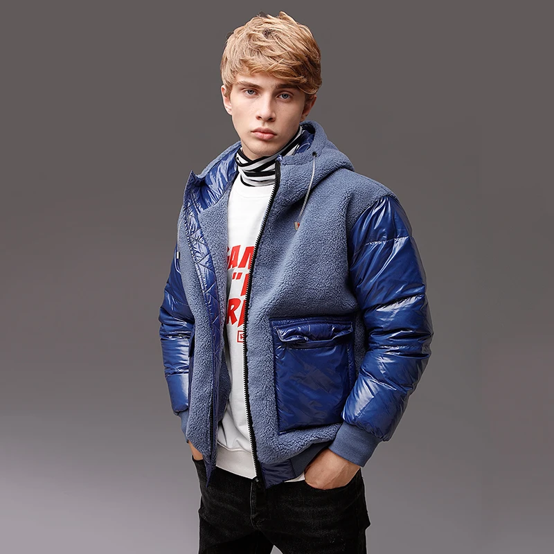 

Men's winter warm cotton coat velvet coat long cotton collar coat
