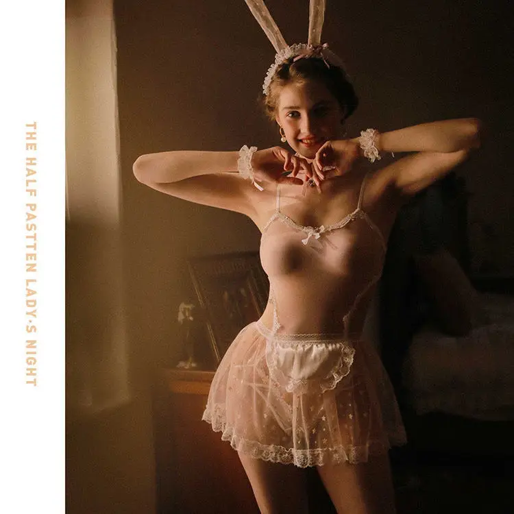 

Yueli high end French romantic housekeeper aunt same fun skirt perspective mesh gilded nightdress yl2084