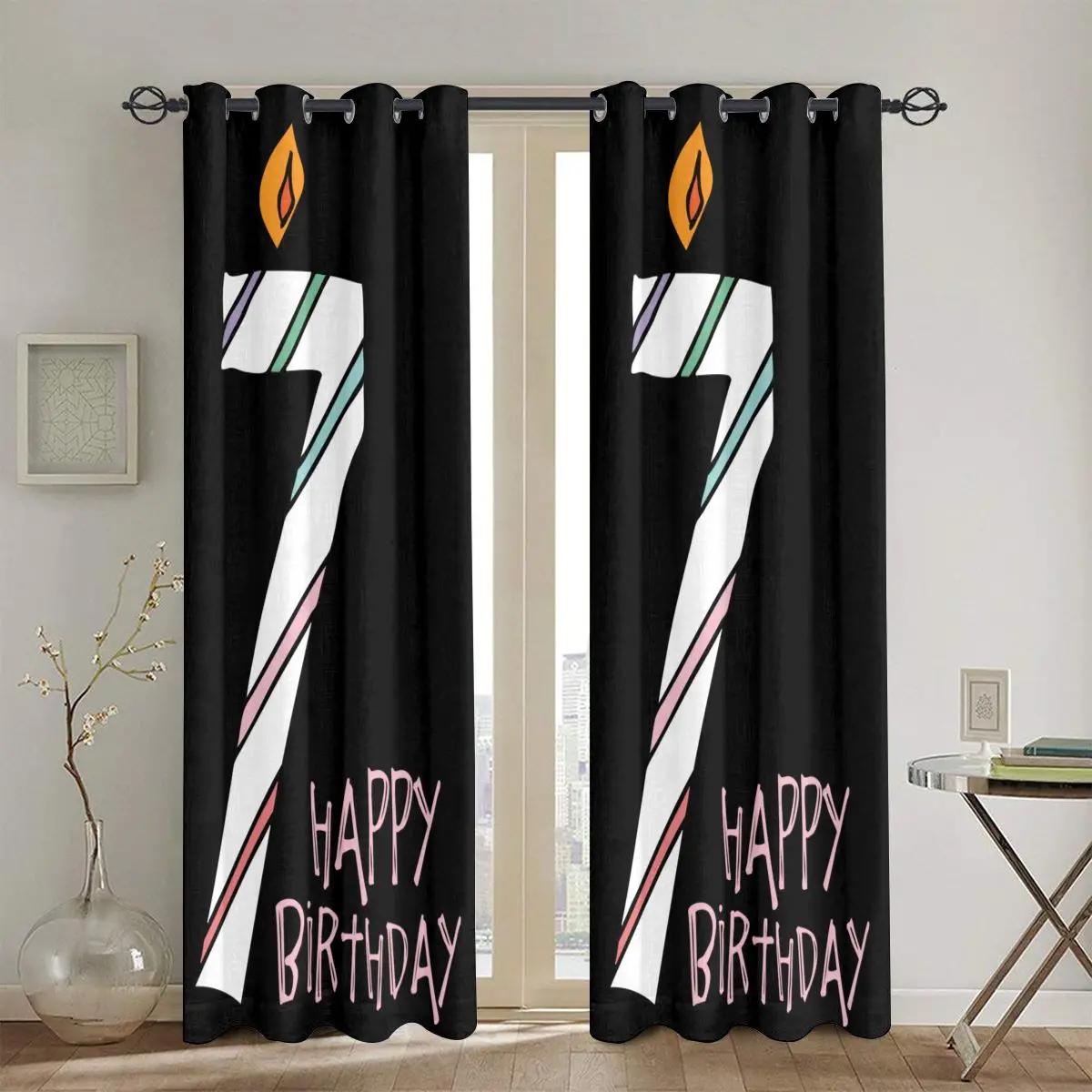 Солнцезащитная Штора для гостиной с номером 7 Take A Cake 7th birthday party Light затемненная