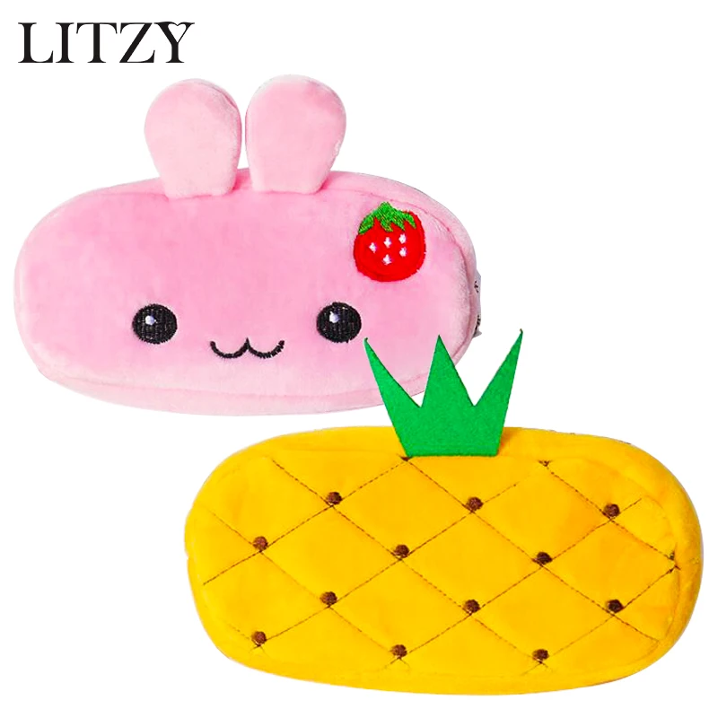 Милый плюшевый футляр карандаш школьные чехлы карандаши для мальчиков и девочек