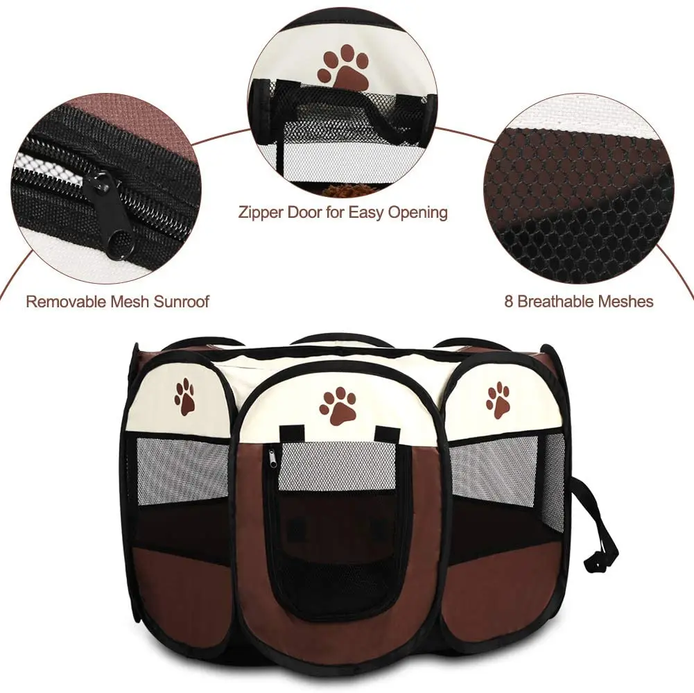 

Portable Foldable Pet Playpen Breathable Tent for Dog Cat Octagon Fence House Removable Puppy Kennel Bed Dogs House
