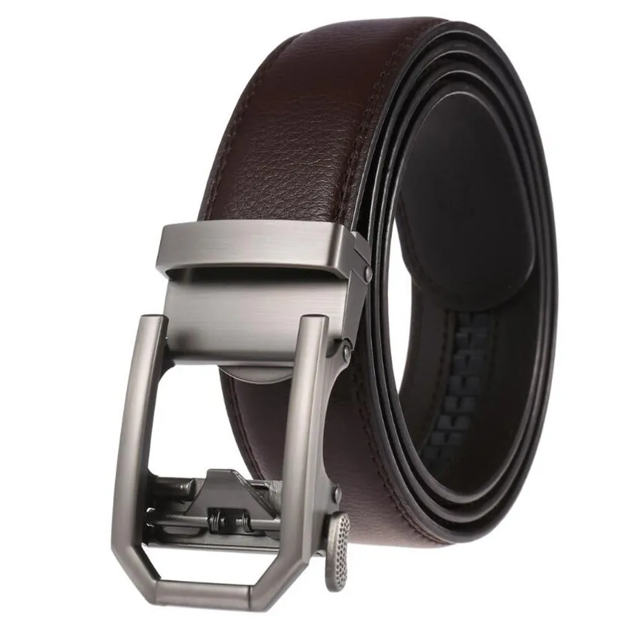 

Men Leather Ratchet Belt Automatic Buckle Waistband for Male
