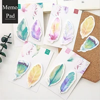 4 packset feather theme cute memo pad stickers diary decal sticky notes scrapbooking diy kawaii notepad diary stationary 01886