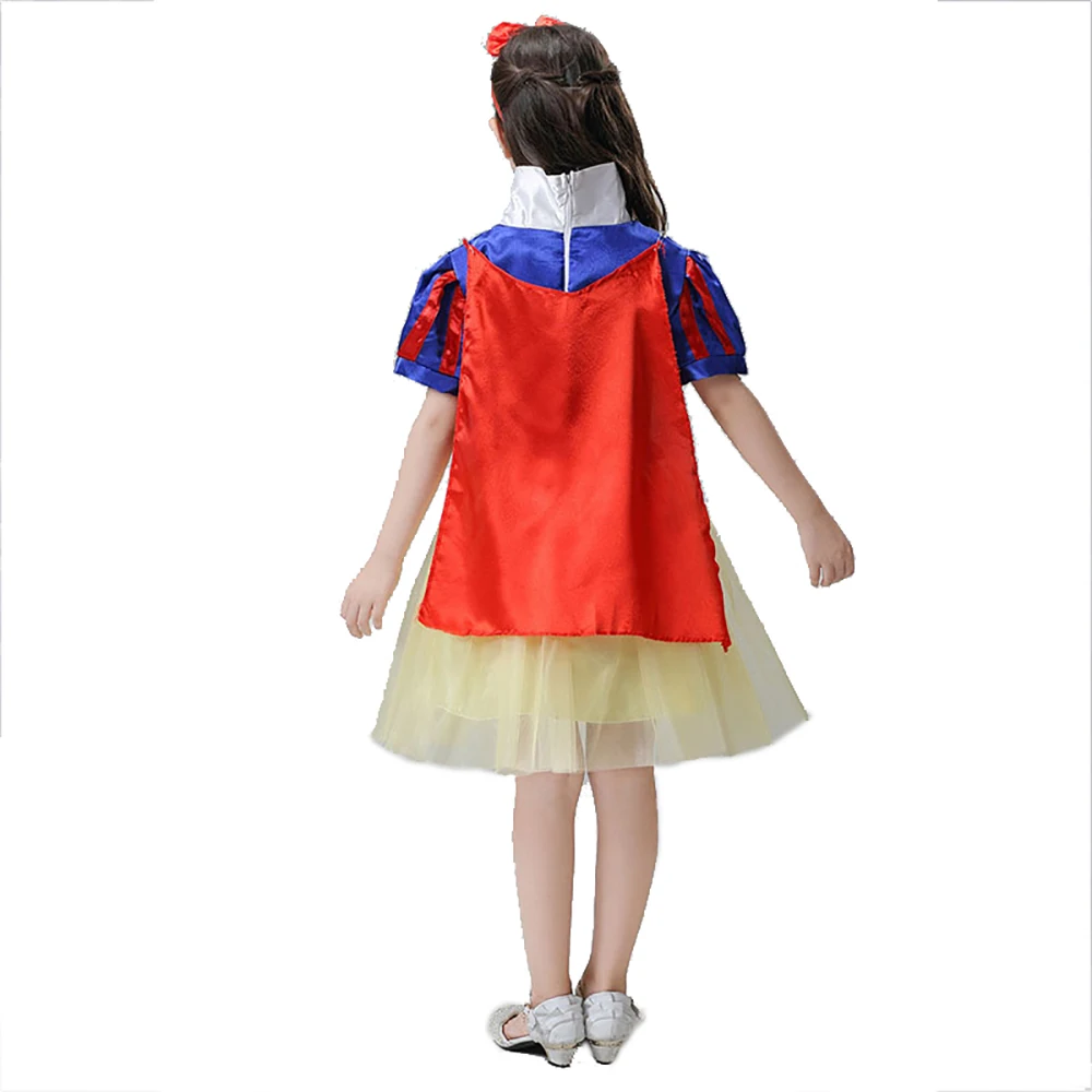 Girls Snow White Dress Kids Summer Princess Costume With Cloak Children Halloween Carnival Birthday Party Cosplay Clothes | Детская