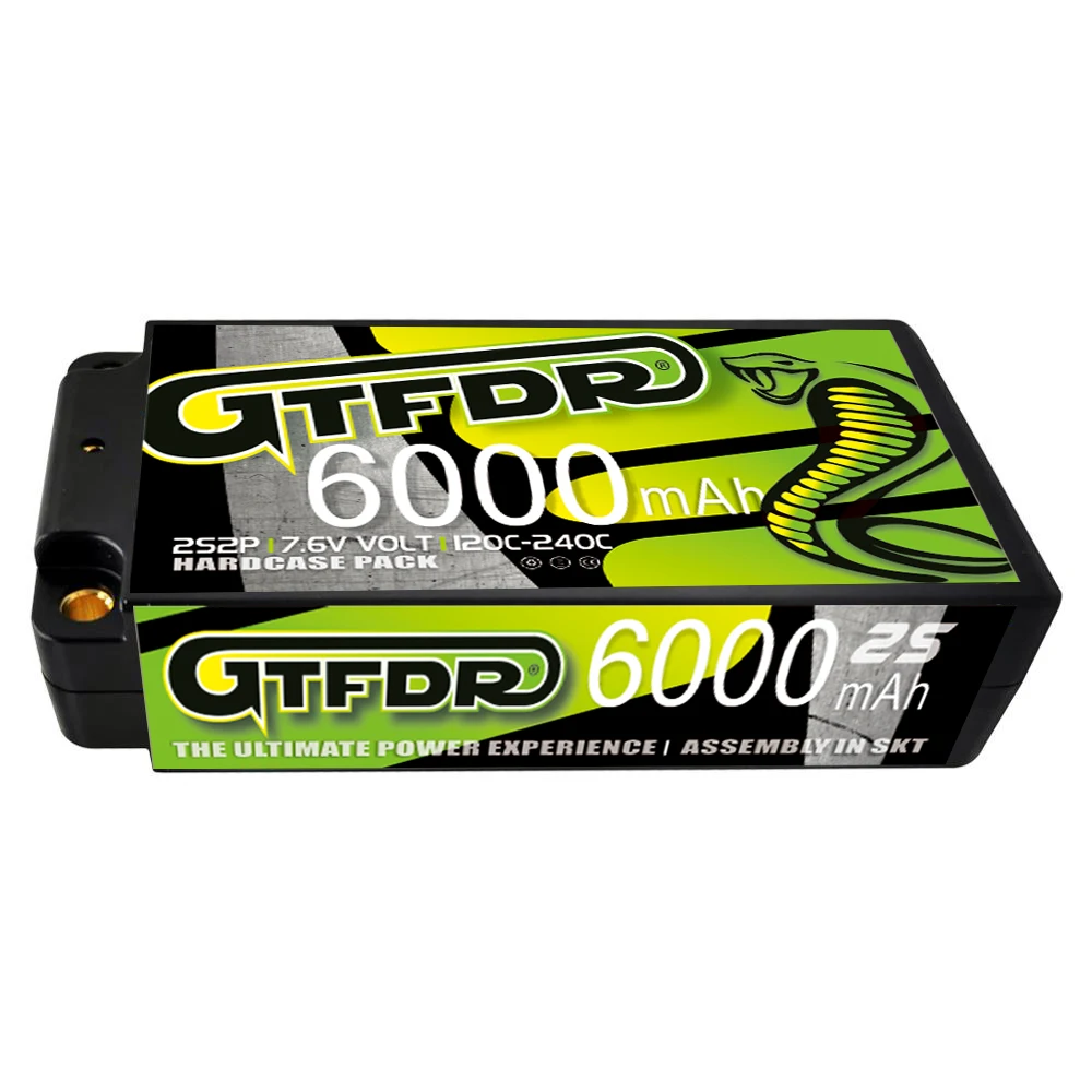gtfdr lipo battery hv 2s short 76 v 6000mah 120c 240c rc 5mm bullet competition короткий пак