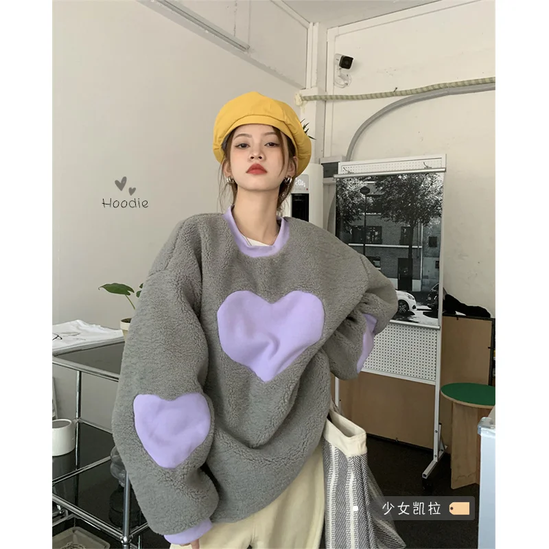 Женский свитер из овечьей шерсти фиолетовый Свободный пуловер средней длины с