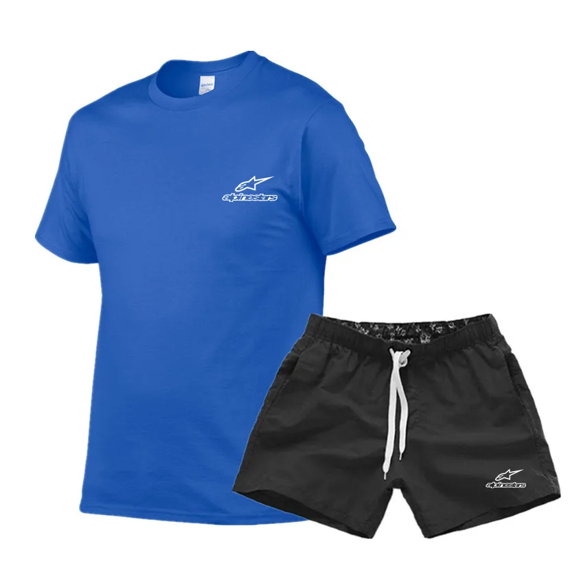 

2 Pcs/Set Sports Set Men's Suits Running T-shirt/+Sports Shorts Jogging Mens Sportswear Suit Soccer Running Fitness Gym Sets