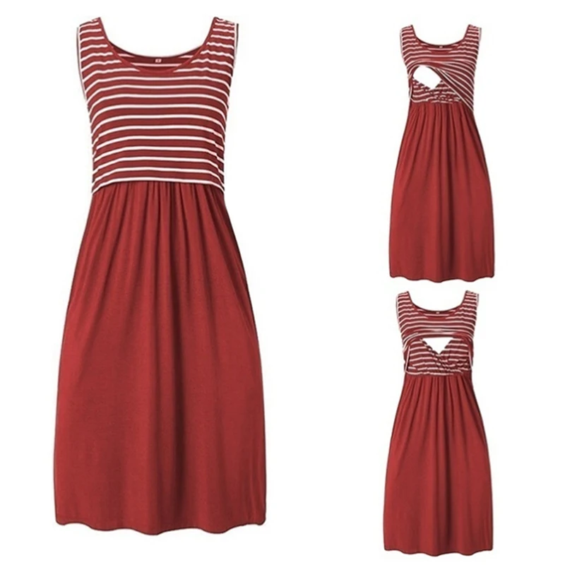 Платья для беременных одежда кормящих грудью лето 2019 без рукавов повседневные