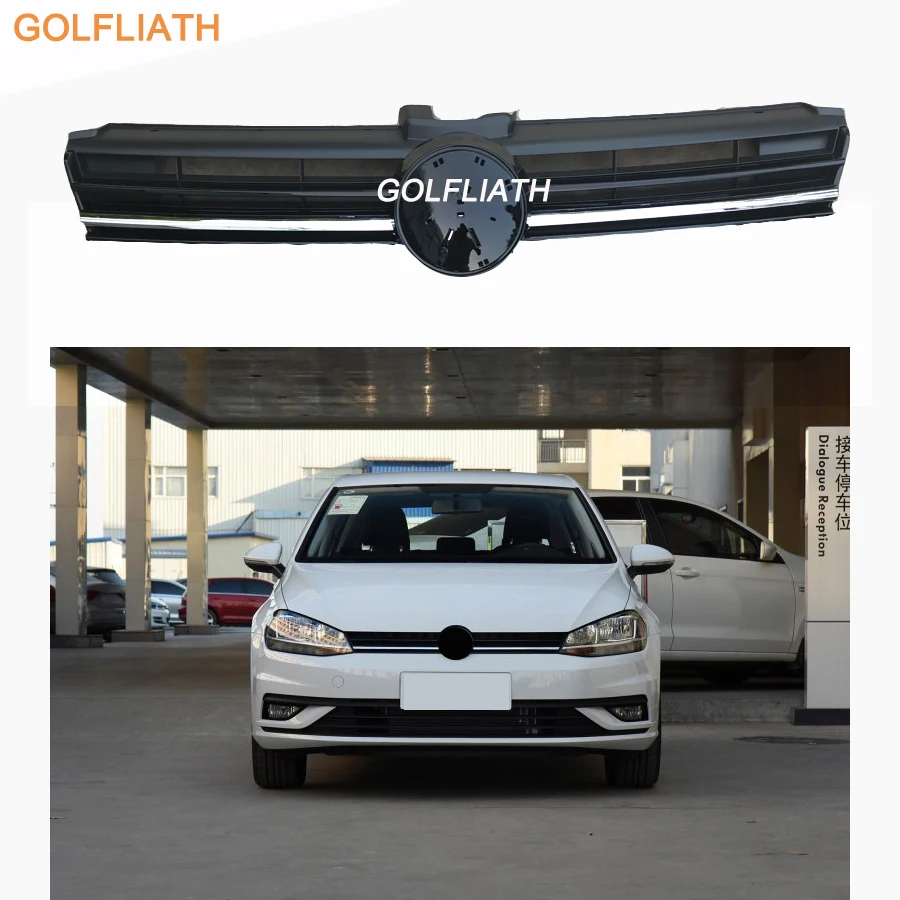 Для VW Golf MK7 передний бампер Центральная решетка черный хром ABS радиатор капот