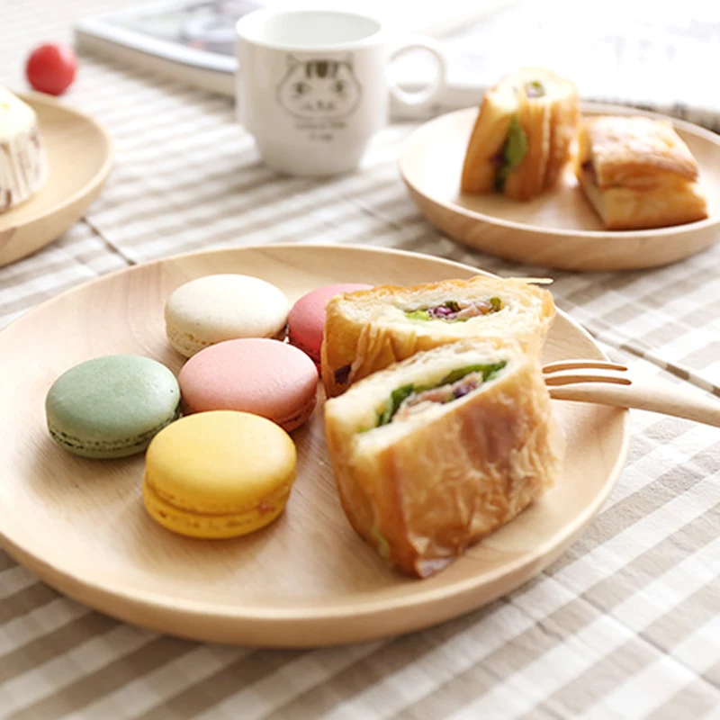 Набор круглых деревянных тарелок большой маленький набор из 2 для фруктов