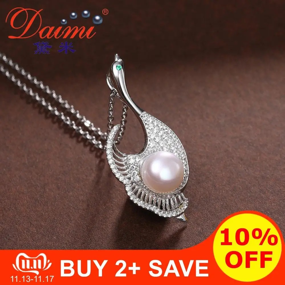 DAIMI 2017 новый дизайн стильная жемчужная подвеска 7-8 мм белая ожерелье 925 серебро
