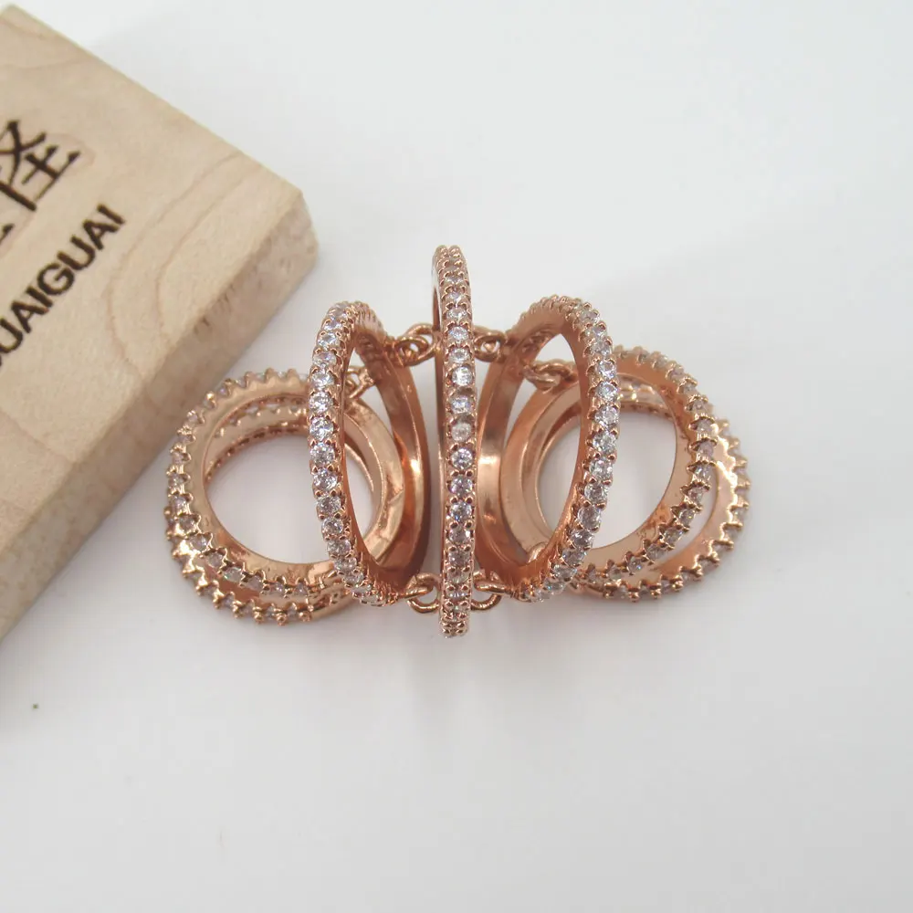 

APDGG 25x45mm gold plated Cubic Zirconia micro pave connector Circle necklace bracelet pendant Jewelry DIY Jewelry makings