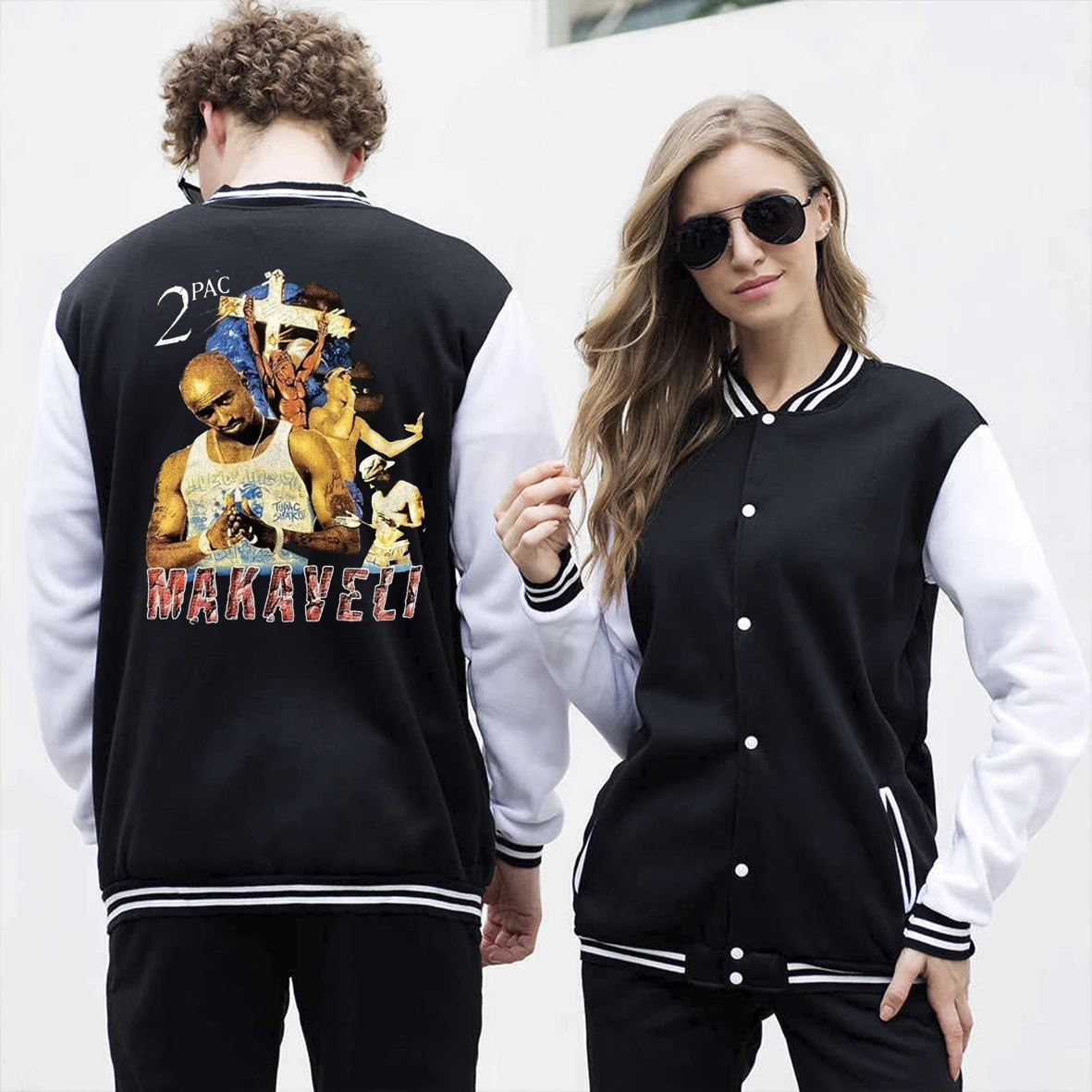 

Jay Z 2pac 2021s Hiphop BF Wind Jacket Baseball Uniform Coat American Baseball Students Jacket Loose Men Women Couples Tops