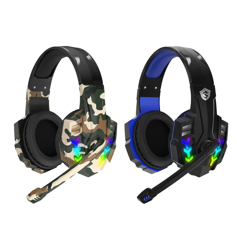 

Gaming Wired Headsets Surround Sound Stereo Noise Canceling Red RGB Lights
