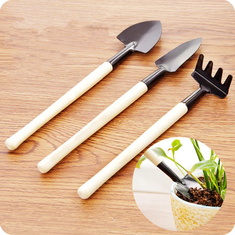 

3 Pcs/set Mini Spade Shovel Harrow Flowerpot Tools Potted Plants Maintenance Wooden Handle Plant Soil Shovels Gardening Tools