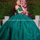 Милое зеленое Тюлевое платье 16 Quinceanera, платье с аппликацией из кристаллов и бисером для торжественных мероприятий, мексиканская девушка, платье на день рождения 2021