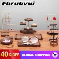 walnut jewelry display stand four layer rotatable earring tray earrings rings bracelets pendant display stand