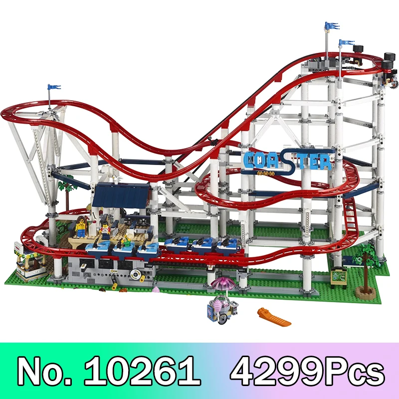

City Streetview Building Blocks Roller Coaster Park Compatible 10261 With Motor Light For Kids 4299PCS Bricks Christmas Gifts