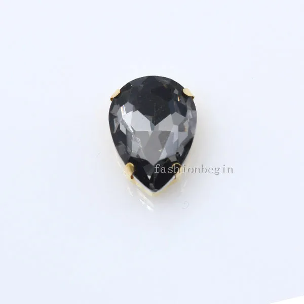 black diamond 20p 10x14 мм каплевидный цвет, заостренный стеклянный камень, пришитые хрустальные стразы, каплевидные драгоценности, Золотая пуговица для свадебного платья - Цвет: black diamond