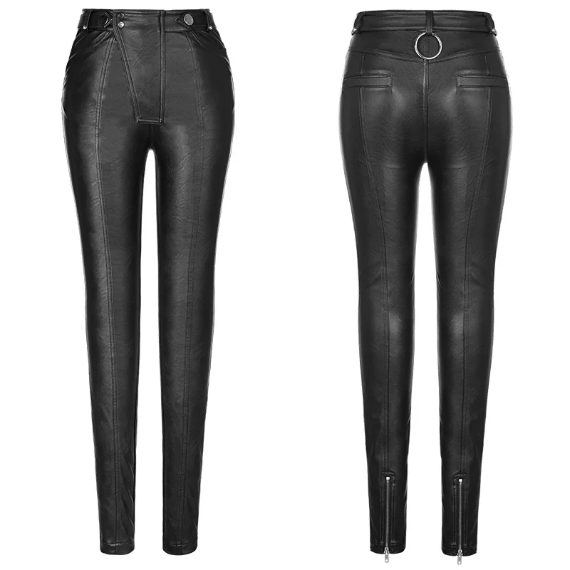 Женские байкерские брюки карандаш черные эластичные облегающие из