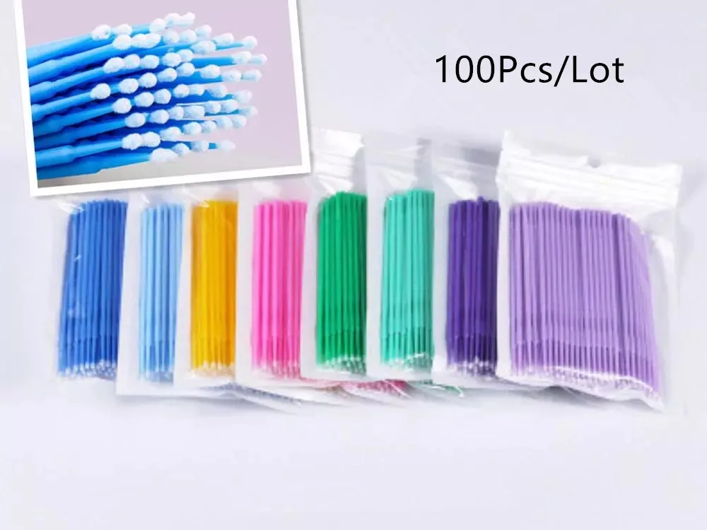 

100Pcs/bag Disposable MicroBrush Eyelashes Extension Individual Lash Removing Swab Micro Brush For Eyelash Extension Tools