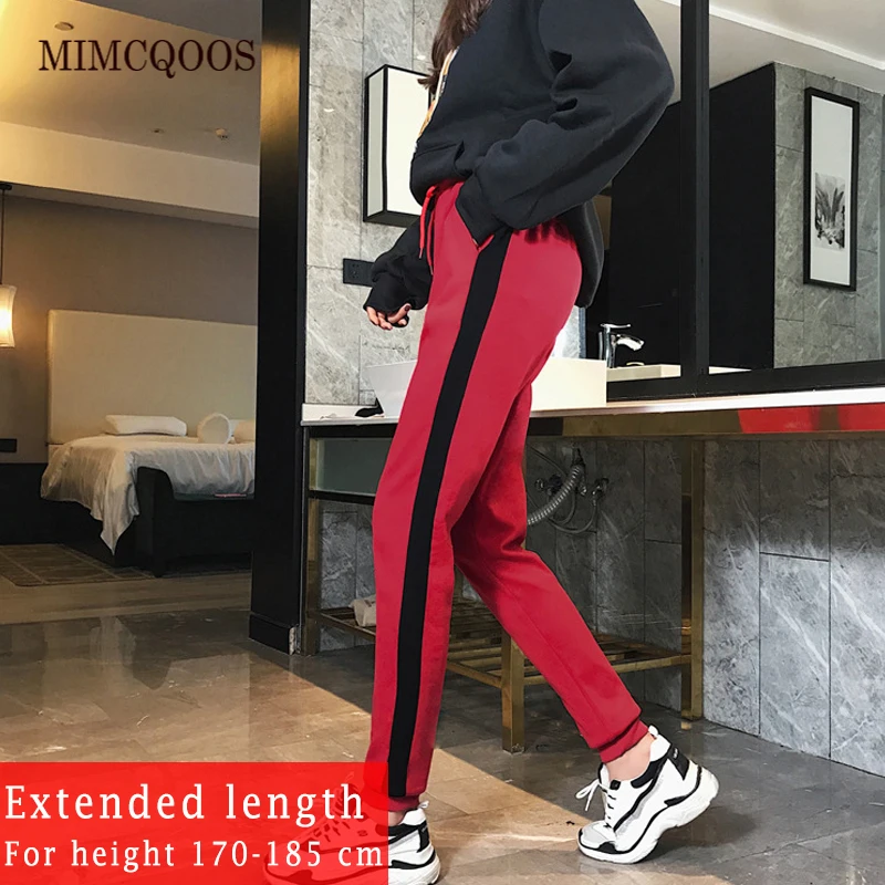 Женские полосатые штаны теплые зимние повседневные флисовые шаровары бойфренда