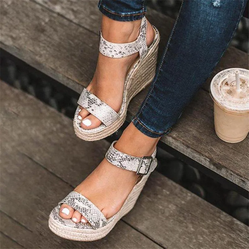 

Newest Summer Platform Sandals Women Peep Toe High Wedges Heel Ankle Buckles Sandalia Espadrilles Female Sandals Shoes