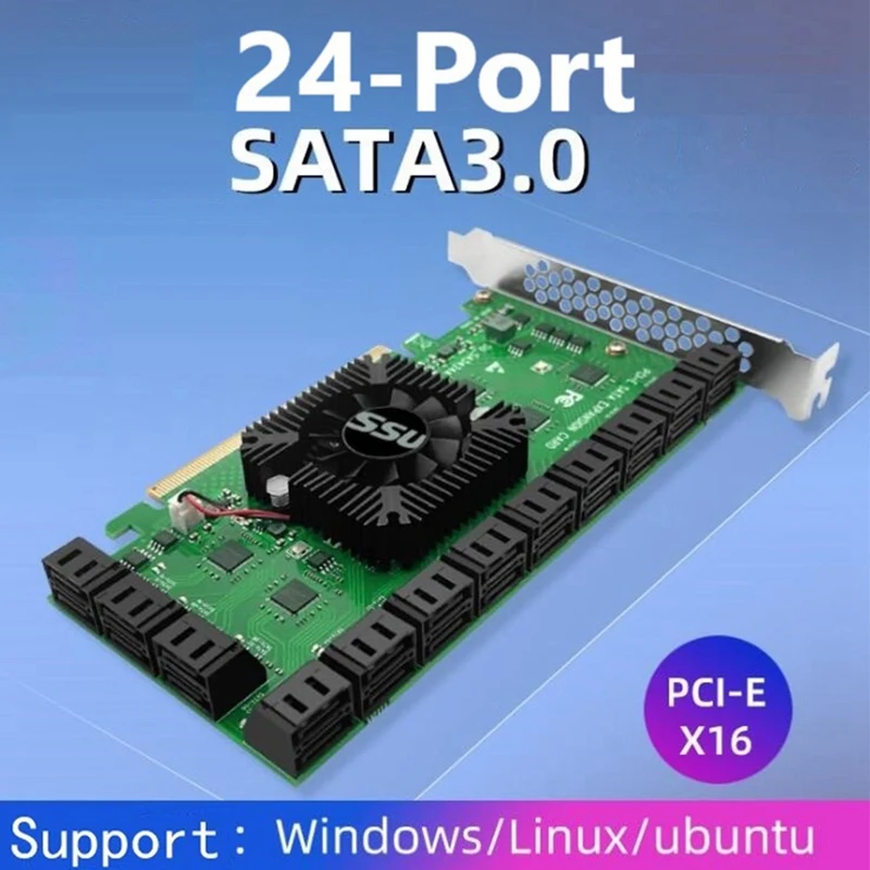 SSU PCIE X16 to 24 Port SATA3.0 Card with SATA Cables SATA3 Expansion 6 Gbps 3.0 for Mining | Компьютеры и офис