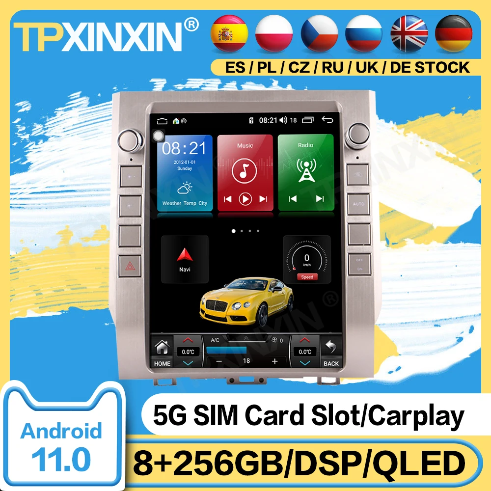 

8+256GB Tesla Radio 2 Din Stereo Screen Recorder Android 11 For Toyota Tundra 2013 2014 2015 2016 2017 2018-2020 Audio Head Unit