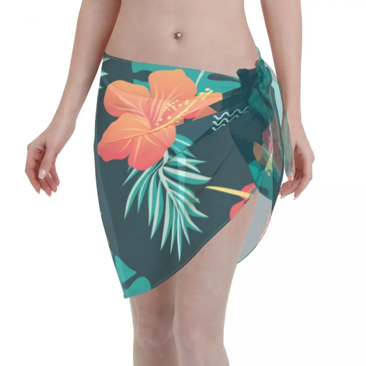

Sexy Women Beach Swimwear Pareo Scarf Cover Up Wrap Kaftan Sarong Beach Wear Summer Zoom Palm Leaves Bikinis Cover-Ups Skirts
