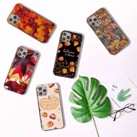 autumn pumpkin leaves phone case transparent for iphone 7 8 11 12 se 2020 mini pro x xs xr max plus