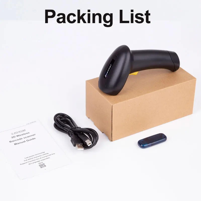 holyhah handheld barcode scanner 2 4g wireless usb wired 1d 2d qr pdf417 bar code for inventory pos terminal a30d free global shipping
