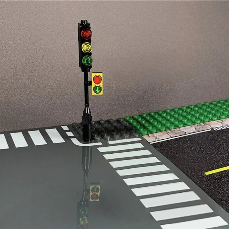 10Pcs/set Road Traffic Sign Crossing Indicator Lights Building Blocks MOC Accessories Parts Model Bricks DIY Kids Toys | Игрушки и хобби