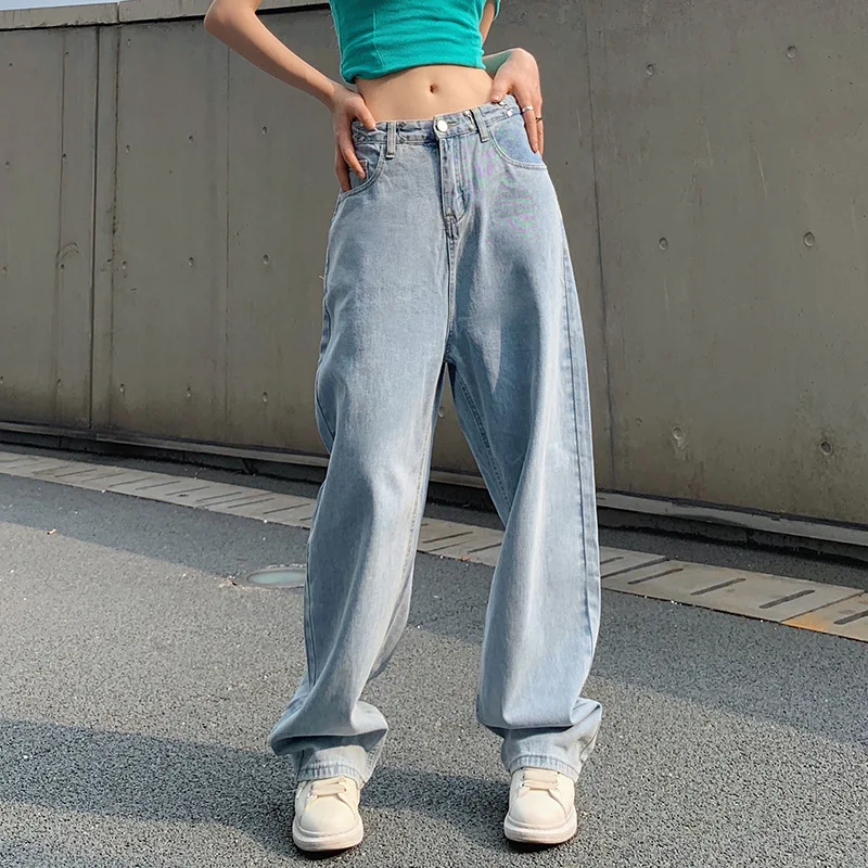 

Vintage Y2K Baggy Pant For Women New Wide-leg Solid Cotton Trousers Casual Female Jeans Pantalones De Mujer Straight Denim Pants