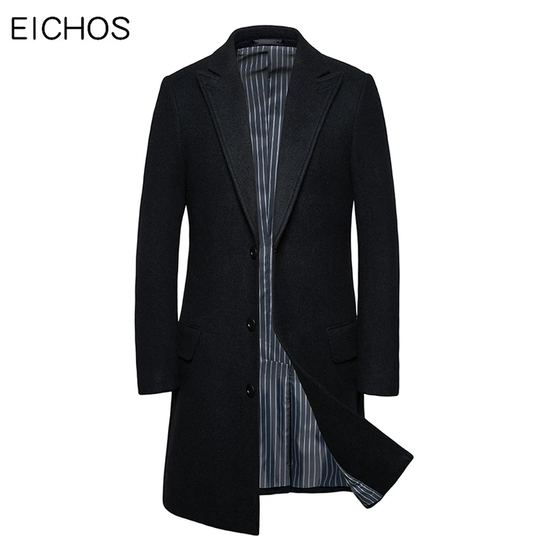 6xl размера плюс мужское длинное пальто Осень зима высококачественное шерстяное