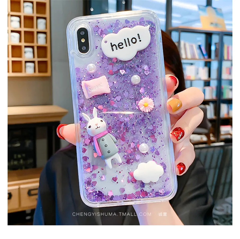 Чехол для samsung Galaxy M30 A10 A30 A50 A70 S10 S9 S8 плюс J8 J6 J4 J5 J3 PRO Note 9 8 J530 J330 «милый кролик» с изображениями искрящихся влажным блеском