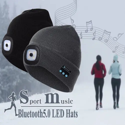 2019 Fashion Warm Beanie Bluetooth LED Hat mountain Wireless Smart Cap Headset Headphone Speaker EX145 | Электроника