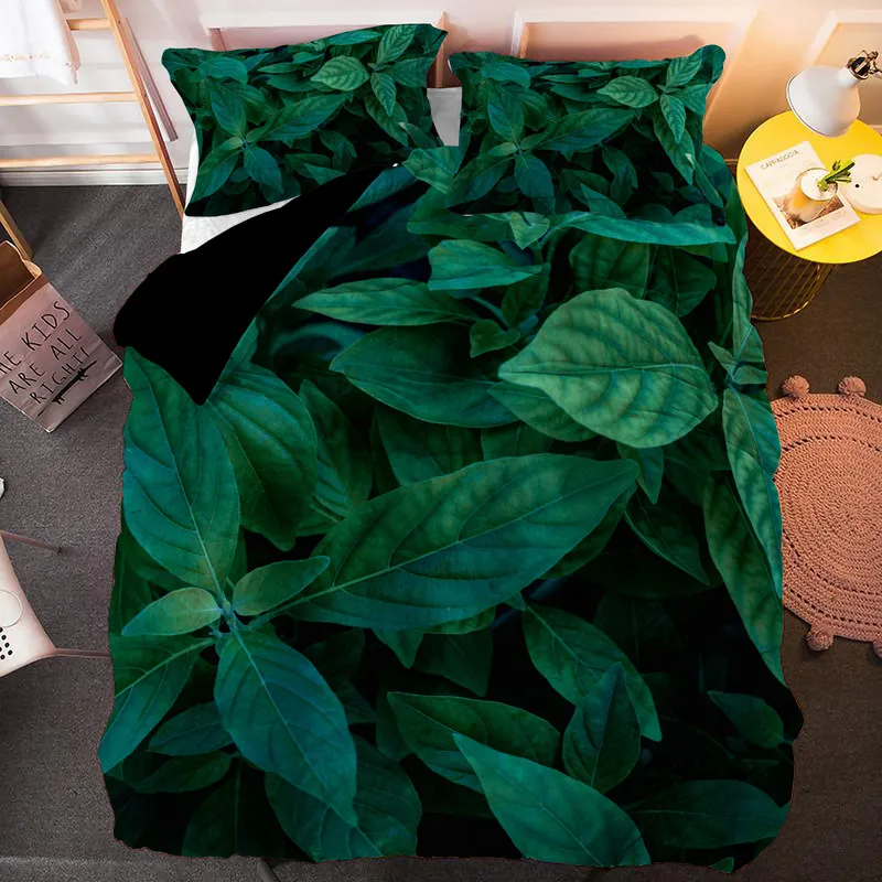 Зеленый набор пододеяльников Стёганое одеяло крышка с Наволочки принтом чехол