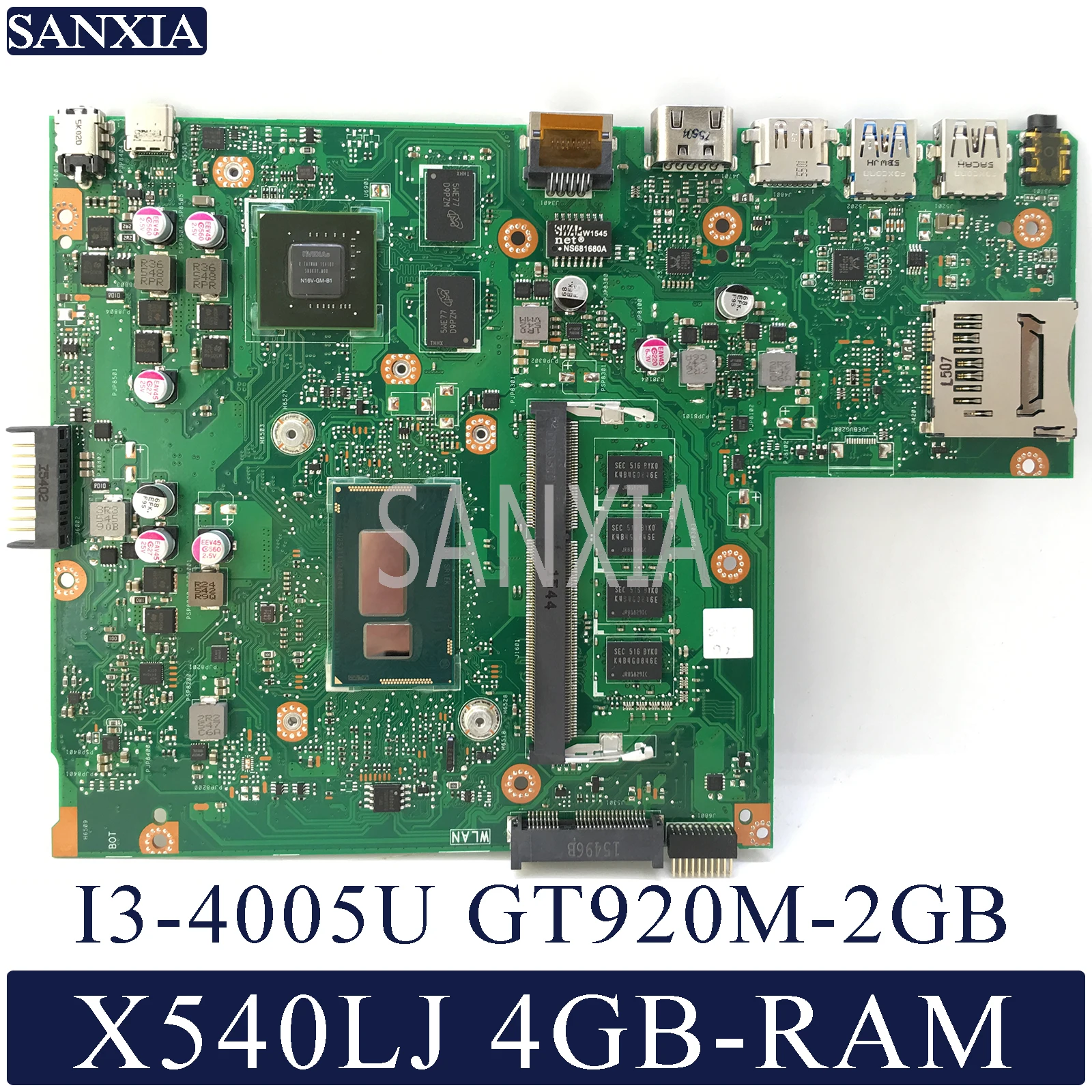 KEFU X540LJ материнская плата для ноутбука ASUS VivoBook X540LJ X540LA F540L A540L оригинальная материнская плата 4GB-RAM I3-4005U GT920M-2GB