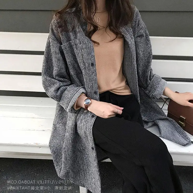 Осенняя рубашка размера плюс ветровка Вельветовая куртка корейский стиль Ретро