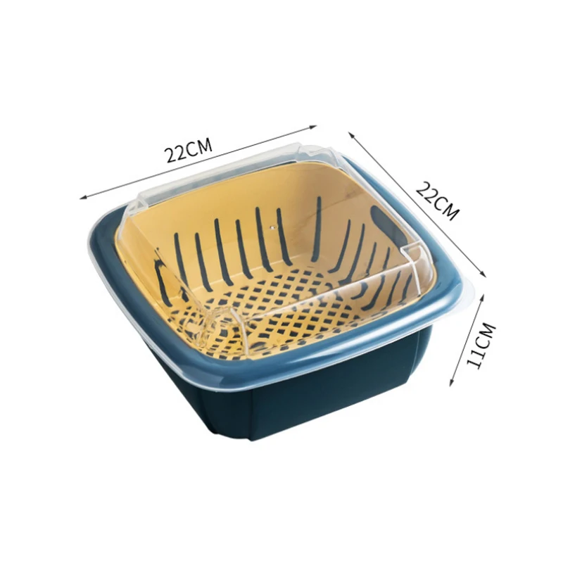 

Double Drain Basket Washing Kitchen Refrigerator Strainer Vegetable Fruit Storage Dry Storage Double-layer Sink Filter Shelf