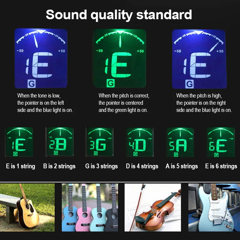 

Newly Clip-on Electronic Digital Guitar Tuner for Chromatic Violin Ukulele Picker LCD Display