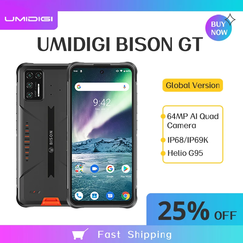 UMIDIGI Зубр GT 8 ГБ + 128 глобальная версия смартфона Водонепроницаемый IP68/IP69K прочный