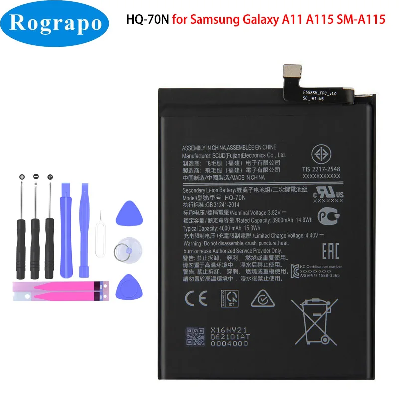 

New Original 4000mAh HQ-70N Replacement Battery For Samsung Galaxy A11 A115 SM-A115 Cell Mobile Phone