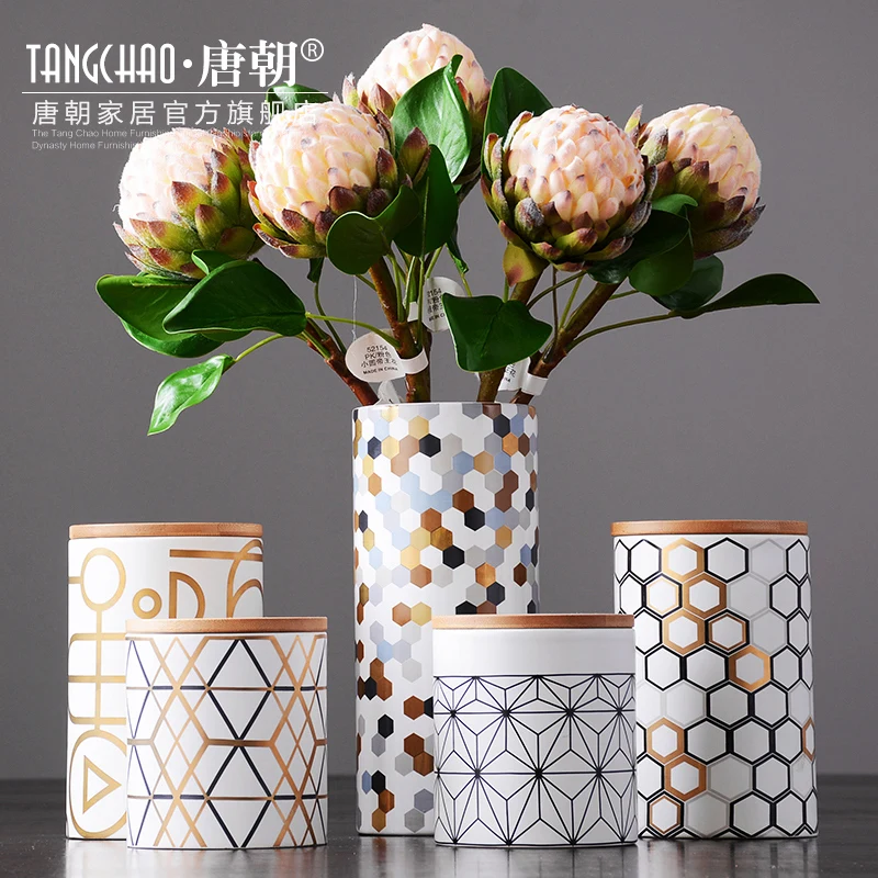 Современная бамбуковая Деревянная обложка абстрактной геометрии хранение