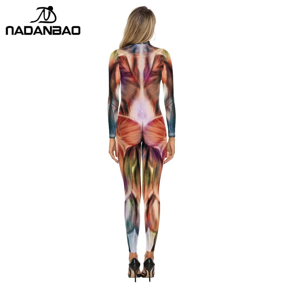 

NADANBAO Cosplay Purim Carnival Bodysuits 3D Printing Long Sleeve Women Clothing Sexy Skinny Elastic Jumpsuit Muscle Outfit